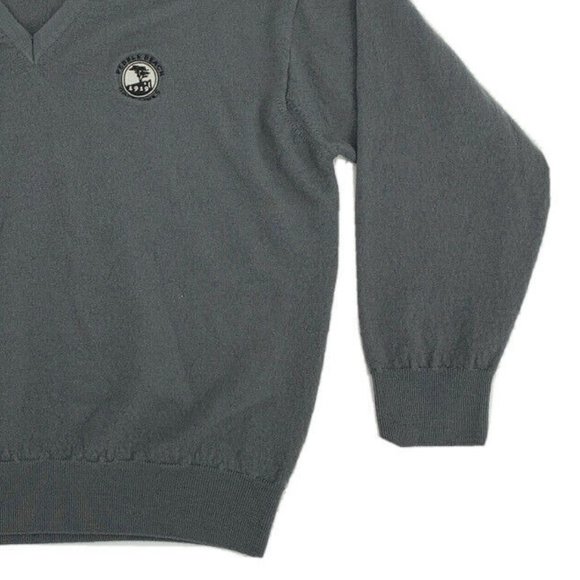 Men's Pebble Beach Collection Long Sleeve V-Neck Sweater Gray Woolmark Golf - Picture 3 of 12